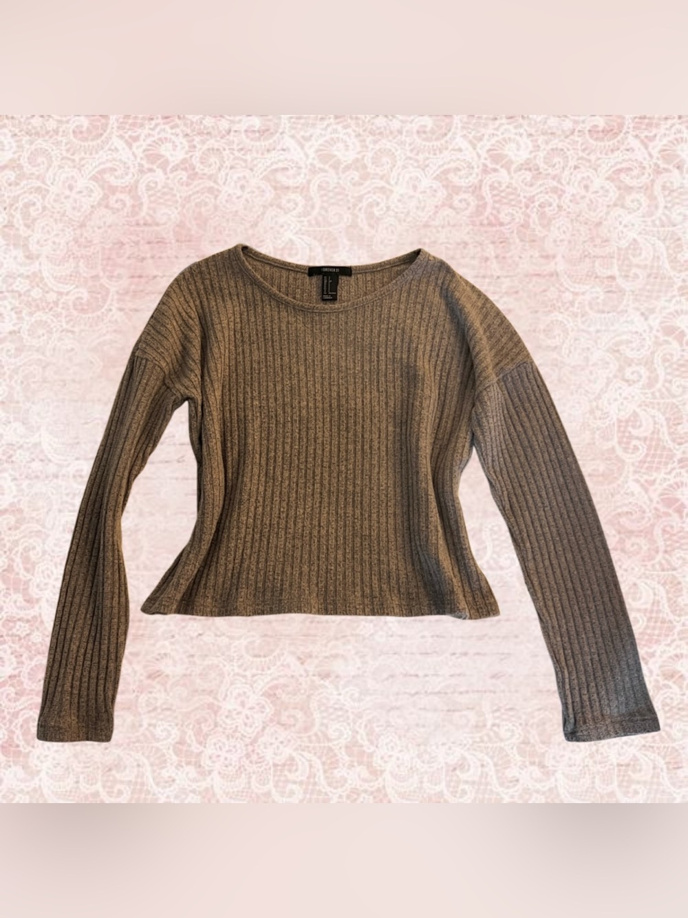 Forever 21 Light Brown Cropped Sweater Top